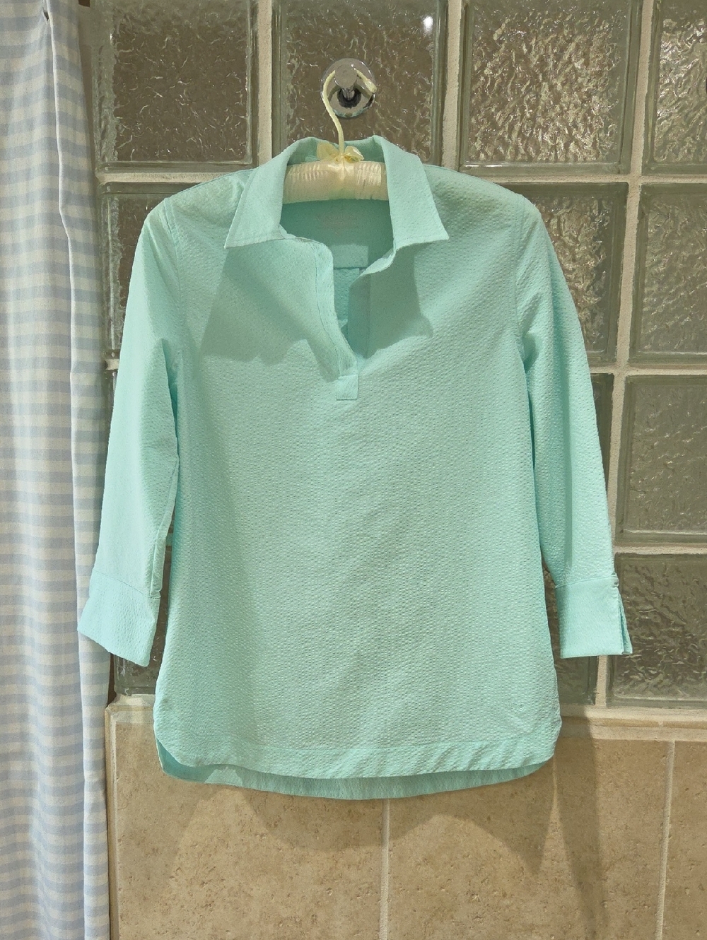 Vineyard Vines Mint Green Aqua Performance Fabric Collared Tunic Top XS